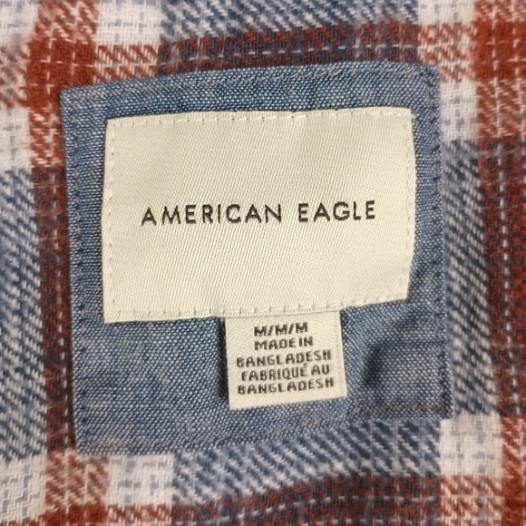 American Eagle Flannel Button Down Shirt 100% Cotton - Picture 5 of 6